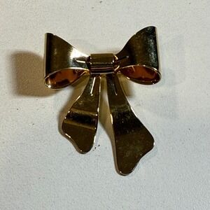 Gold Tone Ribbon Bow Brooch Pin Women's Jewelry Wedding Party Gift